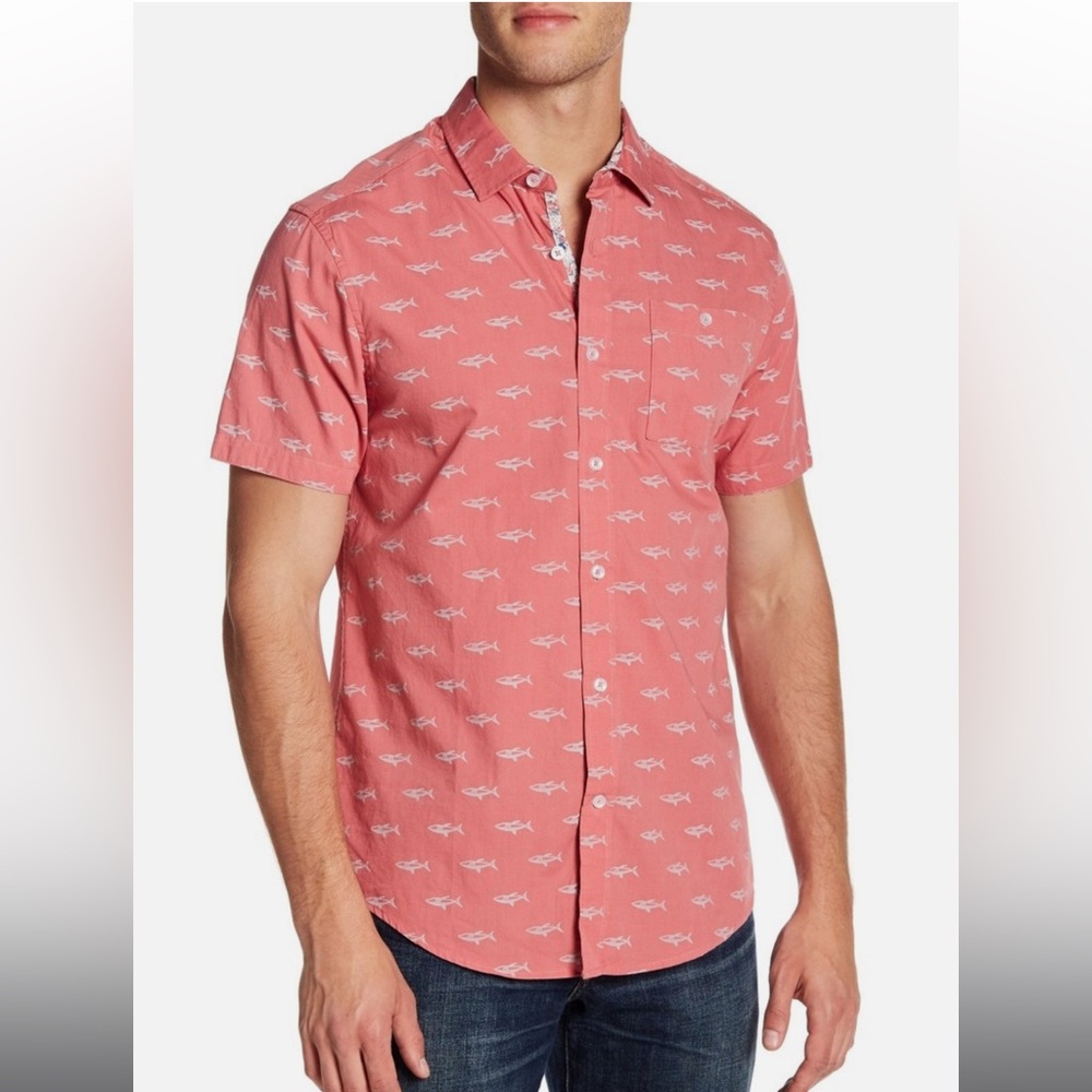 Report Collection Coral Shark Print Button-Down Shirt